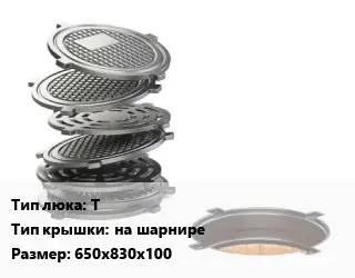 Люк чугунный Т на шарнире 650х830х100